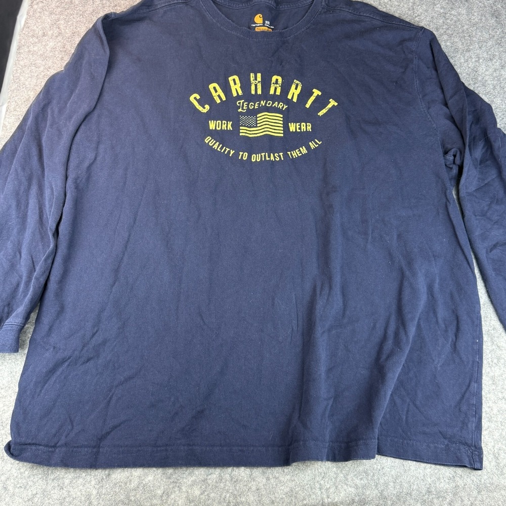 Carhartt Shirt Mens 3XL Navy Relaxed Long Sleeve Crew Work Wear Outdoors